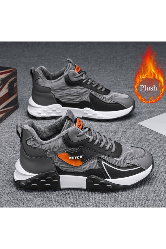 Men'S Winter Snow Shoes - Low-Top Lace-Up Sneakers with EVA Cushioned Sole, Non-Slip Traction, All-Season Outdoor & Casual Shoes for Men - Durable Winter Boots for