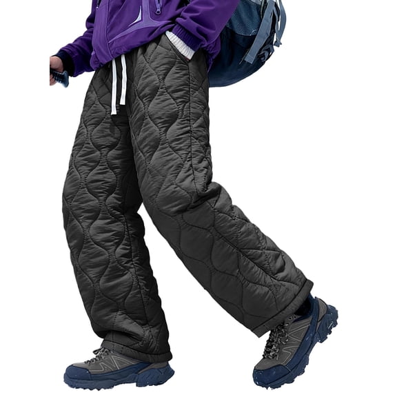 Men'S Winter Thickened Snow-Proof Straight-Leg Pants, Windproof and Water Warm Casual Pants Outdoor Skiing Black XL