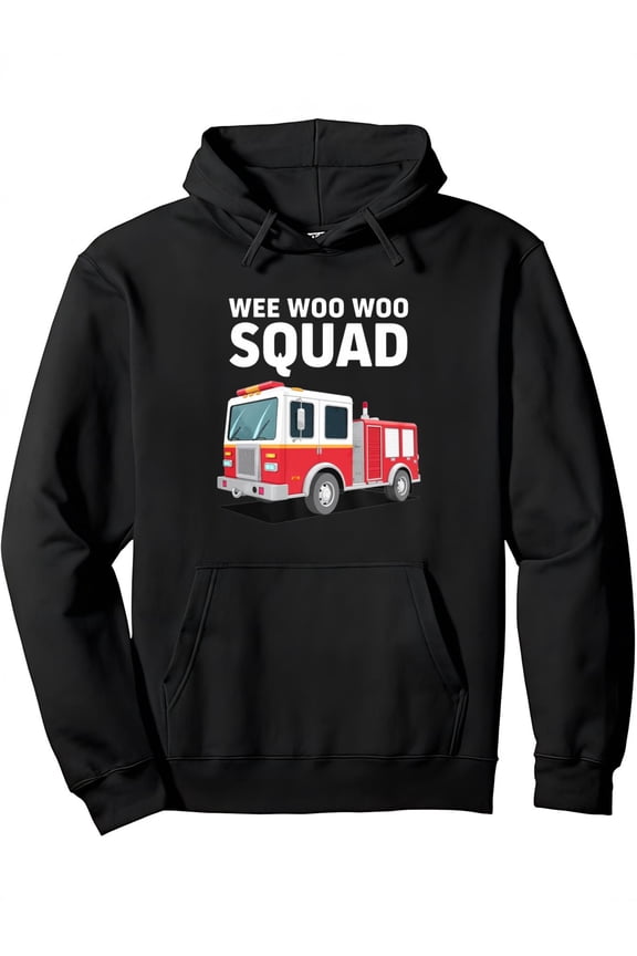 Men'S & Women'S April 507 Limited Edition Hoodie - Black Retro Firefighter Graphic Streetwear Sweatshirt with Fire Truck & "Wee Woo Squad" Print, Heavy-Duty Slim-Fit Hooded Pullover for All-Season Ca