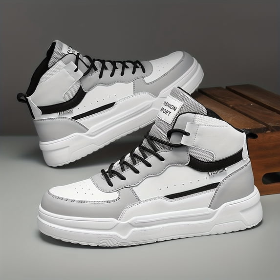 Men'S Shoes Men'S And Women'S Casual High-Top Skateboard Shoes Pure White Sneakers Round Toe Lightweight Comfortable Minimalist Style Campus Style Daily Outing Hiking Shoes Couple Shoes