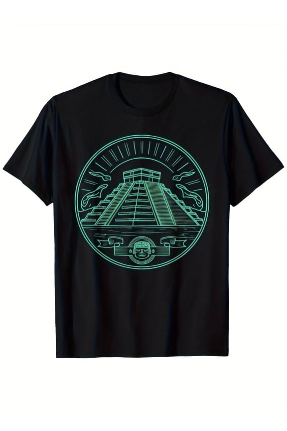 Men'S & Women'S Chichen Itza Maya Pyramid Graphic T-Shirt - 100% Relaxed Fit N