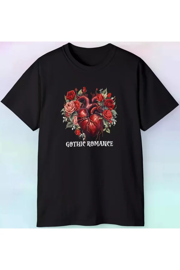 Men'S Women'S Gothic A Romance T Shirt Heart Roses Graphic Tee Unisex Tee