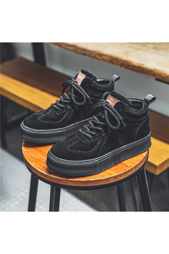 Men'S & Women'S High-Top Retro British Style Chunky Platform Sneakers - Upper, PVC Sole, Lace-Up Ankle Support Shoes with Cushioned Insole - All-Season Casual, Work & Everyday Shoes for Men & Women