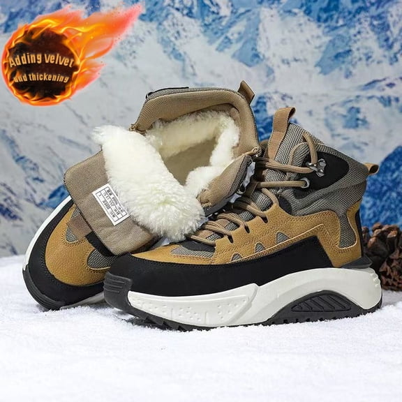Men'S & Women'S Luxury Winter Snow Boots - Thickened Anti-Freeze High-Top Warm Boots with Lace-Up Closure, Round Toe & Thick Rubber Sole - All-Season Warmth