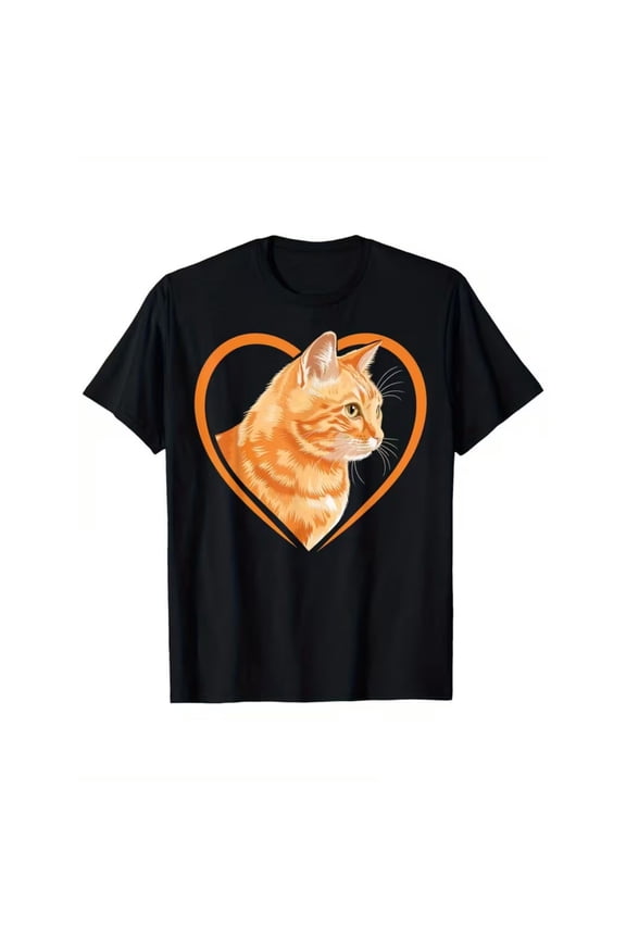 Men'S & Women'S Orange Tabby Cat T-Shirt - Black With Ginger Tabby Cat Face & He All Size S-5XL
