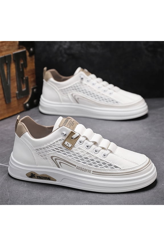 Men'S & Women'S Retro Sneakers - Thick Platform Sole for Height & Cushioning, Gym, Everyday Shoes - White with Navy Accents - Lightweight  Breathable Mesh Upper, Lace-Up Closure - All-Season Casual