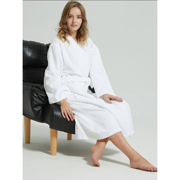 Men'S And Women'S Same Towel Material Pure Bathrobe, Thick Long Sleeved Long Bathrobe, Soft Absorbent Bath Towel, Colorful Home Robe, Bathroom Supplies, Couple'S Nightgown, Kimono Collar Bathrobe