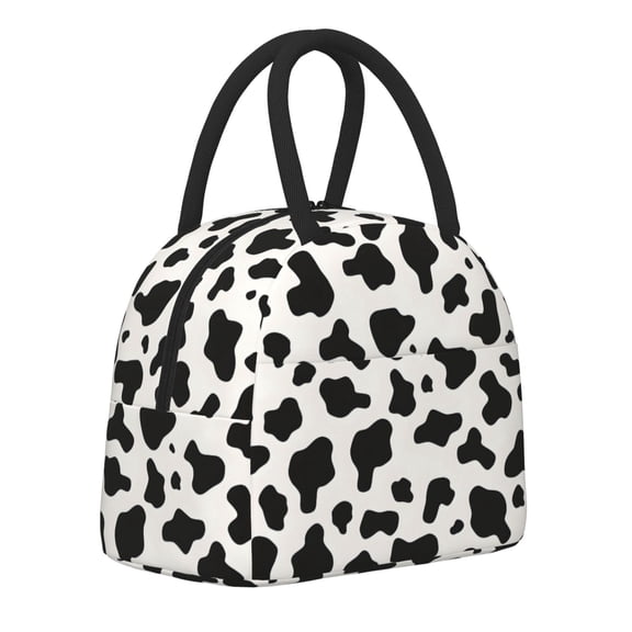 Men'S And Women'S Universal Portable Lunch Bag Large Hand Insulated Lunch Bag 10.48.6in For Picnicdaily Go Out To Play And Work Simple Cow Print Pattern, Vector Art Style_1