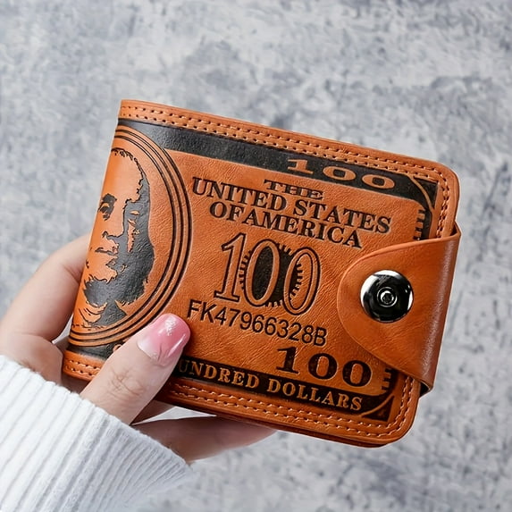 Men'S & Women'S Wallet Business US $100 Dollar Bifold Wallet Deposit Bank ID Cards Credit Passport Tickets Cash Money Coins Pack Box Slim Airtag Loading 12 Card