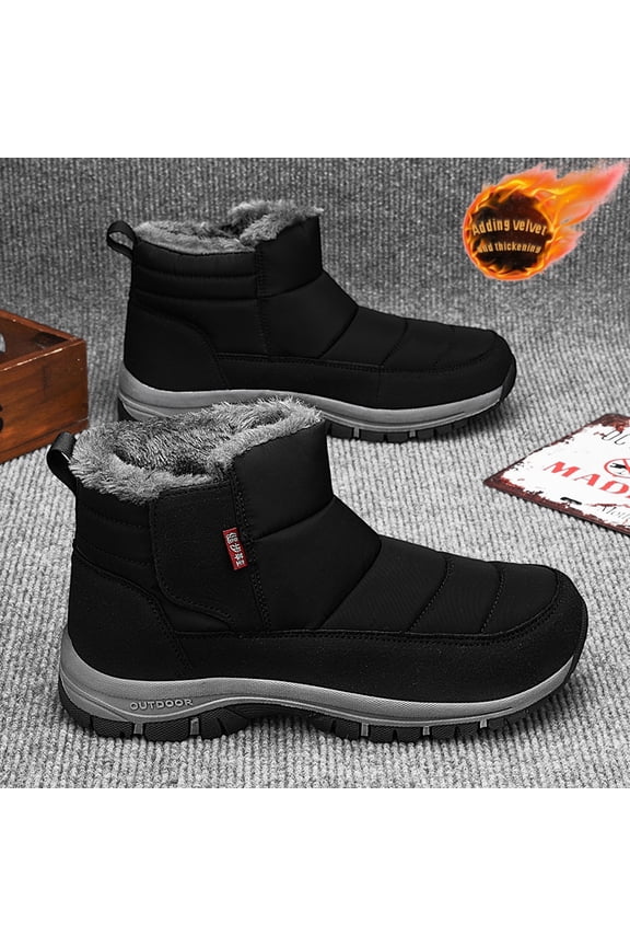 Men'S & Women'S Winter Fleece-Lined High Quality Snow Boots with Slip-Resistant Rubber Sole, All-Season Round Toe Short Ankle Boots - Warm Insulated Outdoor Walking Shoes for Elderly