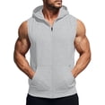 thumbnail image 1 of Men'S Workout Hooded Tank Tops Fashion Muscle Zip Up Sleeveless Hooded Slim Fit Gym Hoodie Light Gray S, 1 of 6