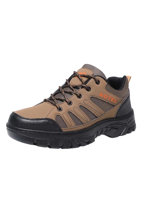 Men'S Workwear Hiking Shoes Round Toe Comfortable Lightweight Plus Size For Spring Summer Outdoor Safety Everyday Wear Pu Us 6.5 Brown