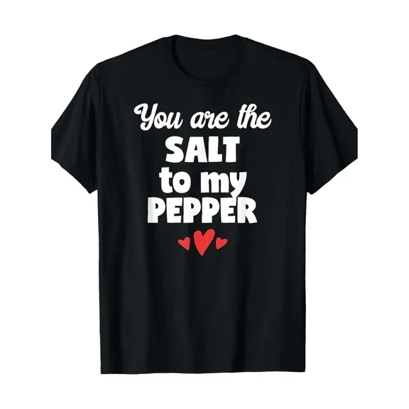 Men'S "You Are the Salt to My Pepper" Graphic T-Shirt - 100% Cotton, Casual Crew Neck Short Sleeve Tee