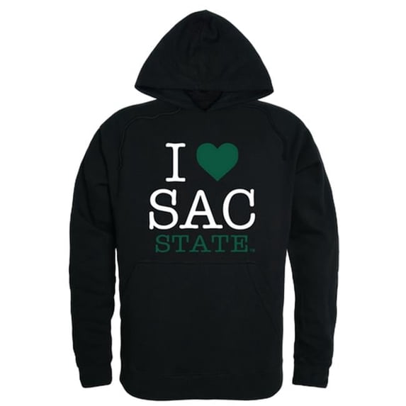 Men Sacramento State Hornets I Love Hoodie, Black - Medium