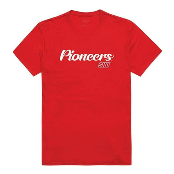 Men Sacred Heart Pioneers Script T-Shirt, Red - Large
