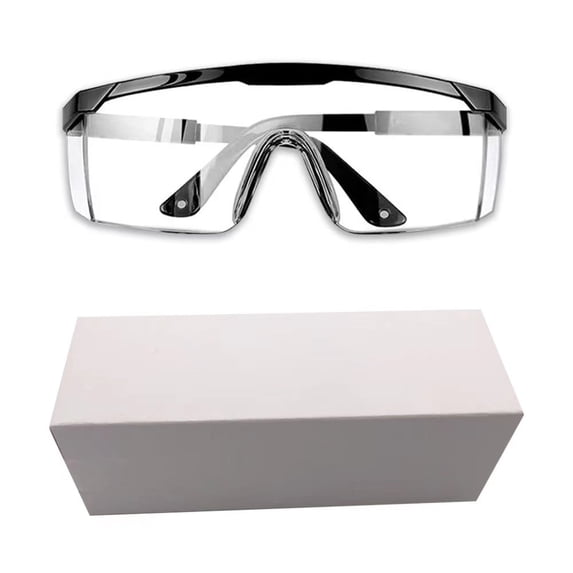 MOJMBSBY ANSI Z87 Adjustable Temples Protective Eyewear, PVC Black