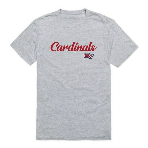 Men Saginaw Valley State Cardinals Script T-Shirt, Heather Grey - 2XL