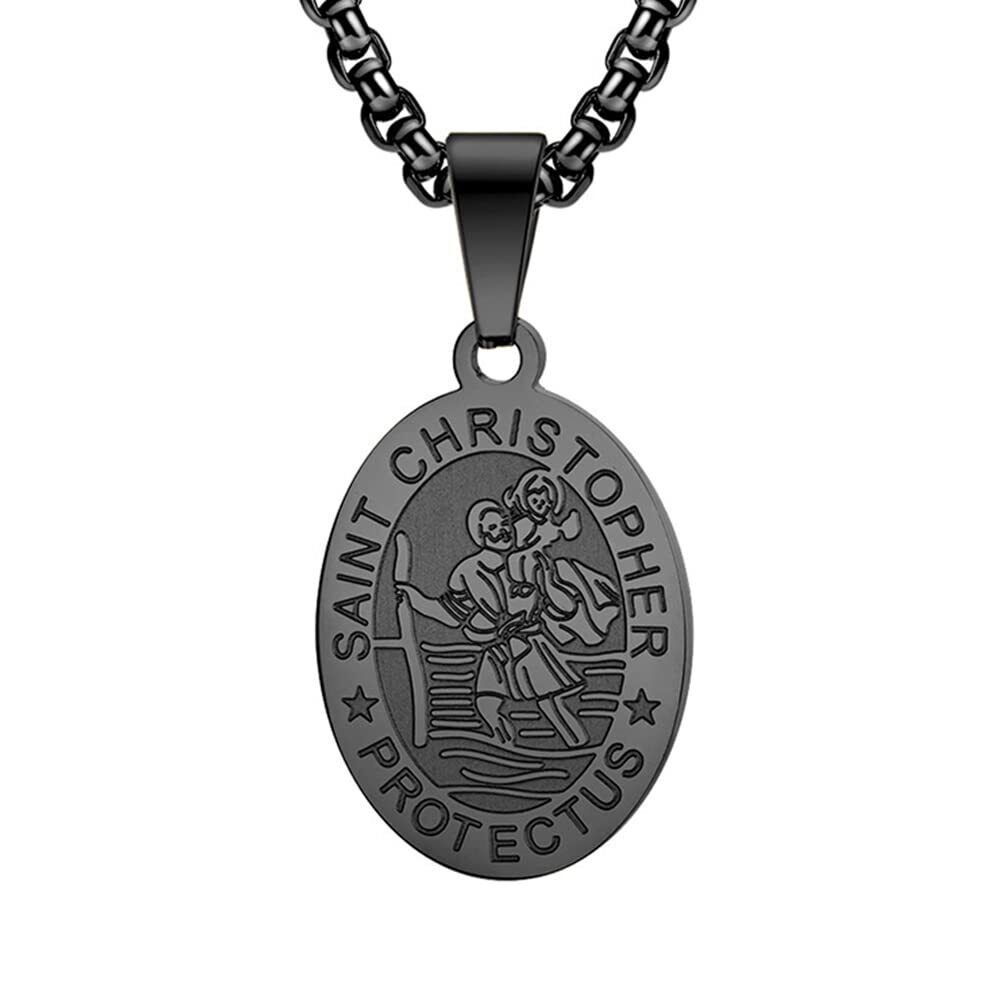 Men Saint St Michael Christopher Medal Necklace Stainless Steel Pendant ...