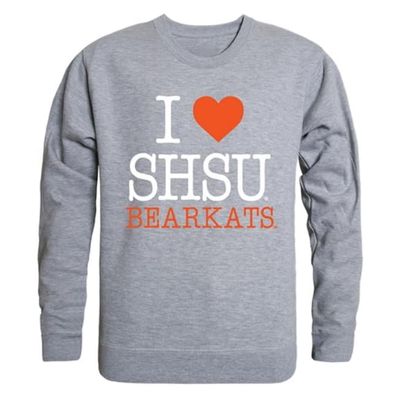 Men Sam Houston State Bearkats I Love Crewneck Sweatshirt, Heather Grey - Large