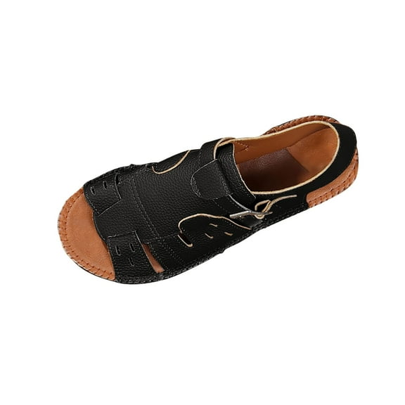 Men Sandals Hollow Out Breathable PU Leather Casual for Driving Flat Men Sandals Mens Sandals Casual Fisherman Summer Closed Toe Sports Sandals Outdoor Shoes for Hiking Trekking Walking