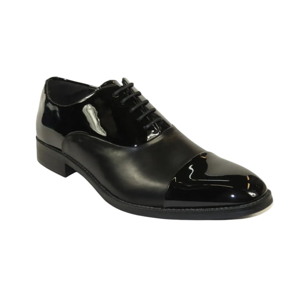 Men Santino Luciano Formal Dress Shoes Patent Leather Shiny Lace up C531 Black