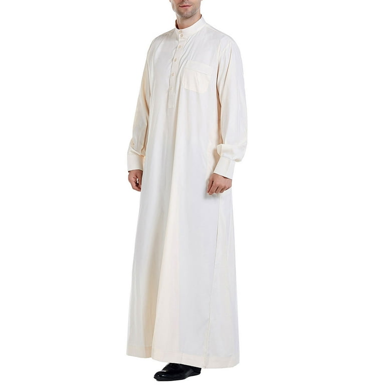 Men Saudi Arabic Thobe Jubba Dishdasha Robe Ramadan Muslim Dress Middle  East Islamic Clothing Muslim Clothes Kaftan 