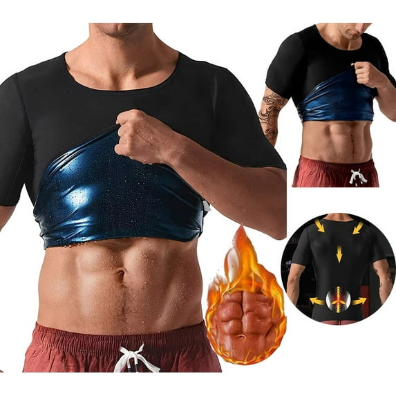 Men Sauna Sweat Shirt Hot Polymer Corset Compression Waist Trainer Shirt Workout Tank Top Weight Body Shaper