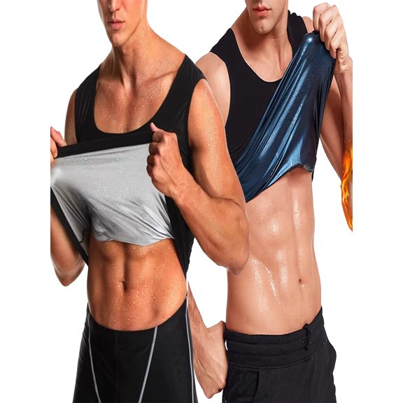 Men Sauna Sweat Vest Heat Trapping Compression Waist Trainer Shirts Gym Sauna Suit Workout Body Shaper for