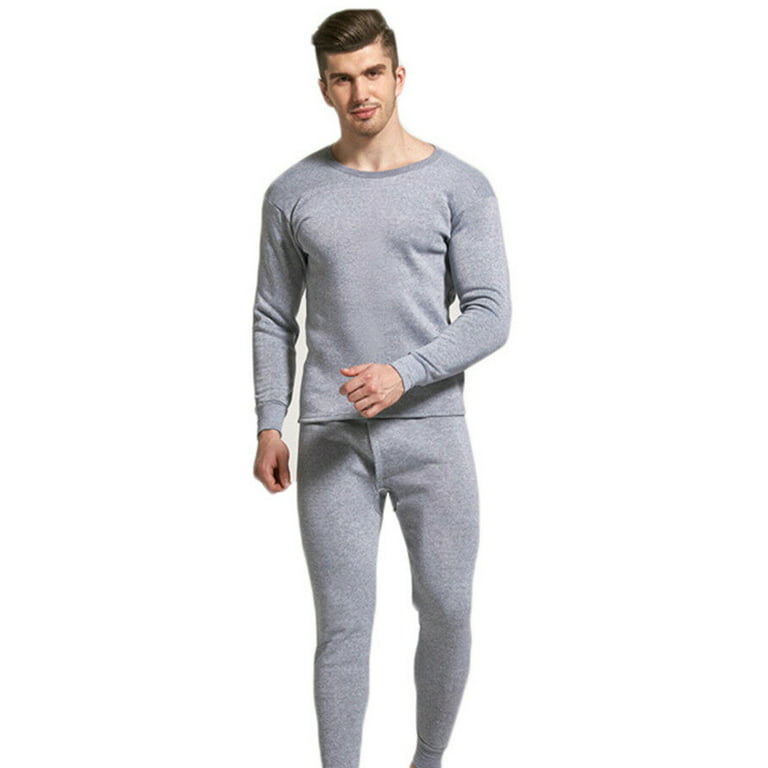 Men Seamless Elastic Warm Velvet Inner Wear Thermals Underwear Pajama Set  for Home New