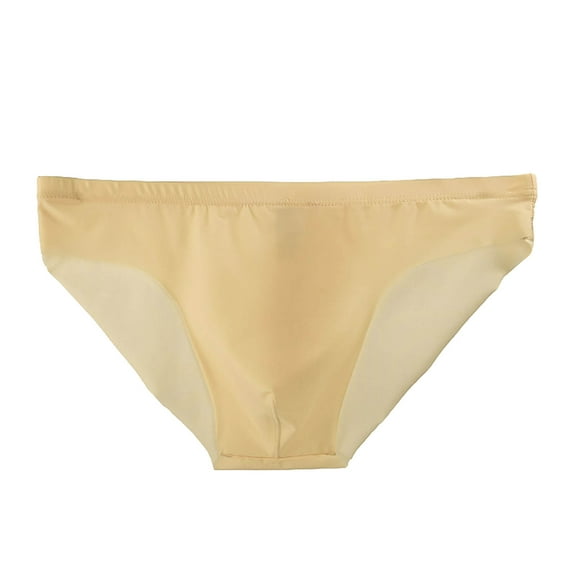 Men Seamless Half Transparent Underwear Low Waist Soft Lightweight Briefs Solid Color U Convex Underpants