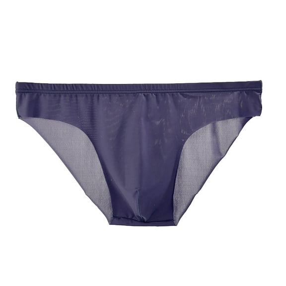 Men Seamless Half Transparent Underwear Low Waist Soft Lightweight Briefs Solid Color U Convex Underpants