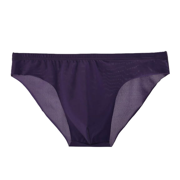 Men Seamless Half Transparent Underwear Low Waist Soft Lightweight Briefs Solid Color U Convex Underpants