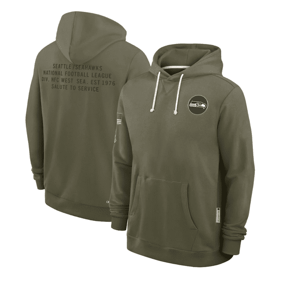 Men Seattle Olive 2025 Salute to Service Sideline Standard Issue Dri-FIT Hoodie
