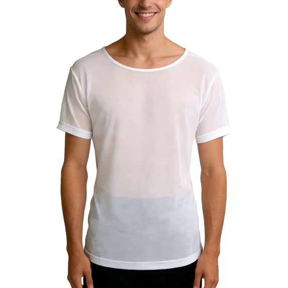 Men See Through T Shirt Mesh Tees Unique Design Short Sleeve Breathable Transparent Summer Outfit Tops