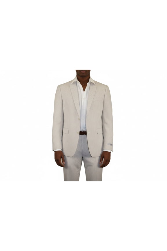 Men Seersucker Suit By Adolfo Stripe Casual Dressy Summer Suit 2 Button C624 Tan
