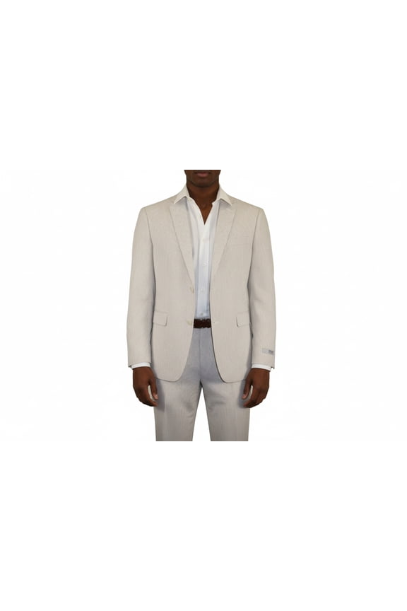 Men Seersucker Suit By Adolfo Stripe Casual Dressy Summer Suit 2 Button C624 Tan