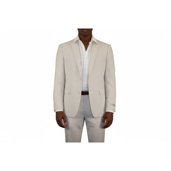 Men Seersucker Suit By Adolfo Stripe Casual Dressy Summer Suit 2 Button C624 Tan