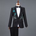 thumbnail image 1 of Men Sequin Embroidery Suit Men Wedding Groom Tuxedo Suits Pants Mens One Button Peak Lapel Stage Costume, 1 of 7