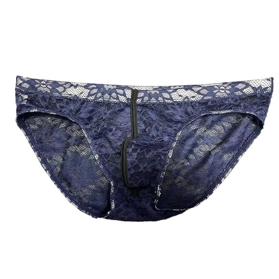 Men Sexy Briefs Lace Underwear Sheer See Through Pouch Panties Hollow Out Brief
