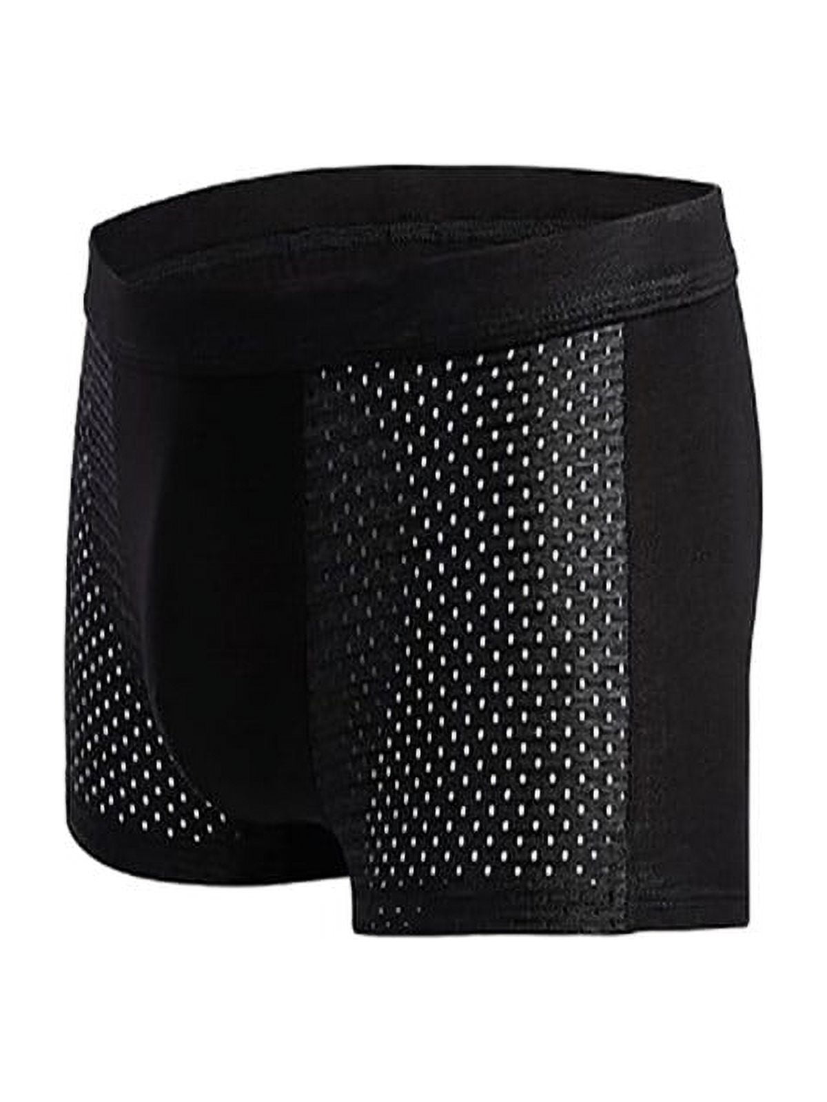 Men Sexy Ice Mesh Hole Underwear Soft Mid Waist Boxer Briefs Nightwear 