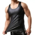 thumbnail image 1 of Men Sexy Leather Tank Top, Shiny Soft Matte Leather, Plus Size S-5XL, Male Black Leather Vest, 1 of 6
