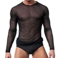 thumbnail image 1 of Men Sexy See Through T-Shirt Mesh Sheer Long Sleeves Transparent Tops Clubwear Muscle Tops, 1 of 7