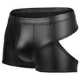 thumbnail image 1 of Men Sexy Thong Panties Solid Color Low Waist Breathable Comfortable Shorts Faux Leather G-StringBlackL, 1 of 2