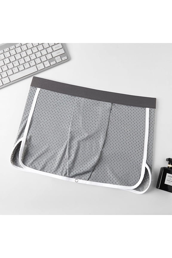 Men Sexy Underwear Dress Open Crotch Breathable Boxers Button Adjust Bulge Pouch