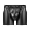 thumbnail image 1 of Men Sexy Underwear Faux Leather Trunks Wet Look Pouch Boxer Beach Board Shorts, 1 of 7