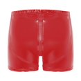 thumbnail image 1 of Men Sexy Zip Underwear Trunks Wet Look Bulge Pouch Low Rise Boxer Briefs Shorts, 1 of 4
