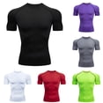 thumbnail image 1 of Men Shapewear Compression Shirts Moisture Wicking Short Sleeve T Shirt Rash Guard Base Layer Undershirt Slim Gym Tops, 1 of 4