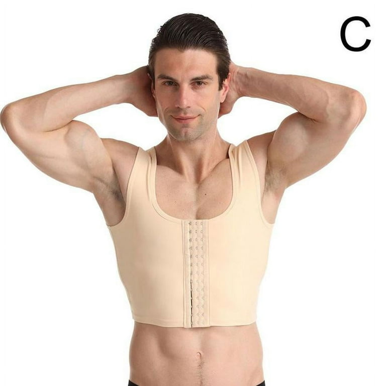 Men Shapewear Corset Weight Vest Three breasted Double V Pull Back