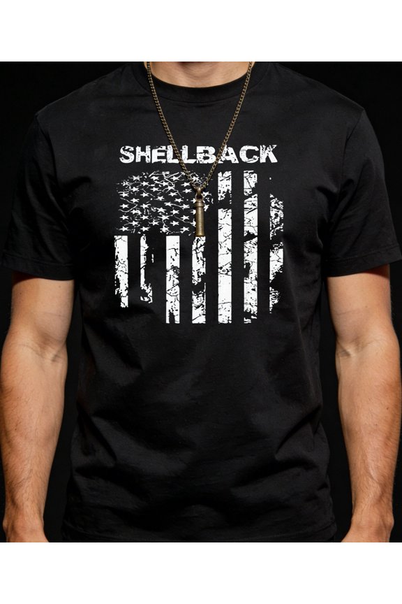 Men Shellback Stars and Stripes Printing T Shirt Tee