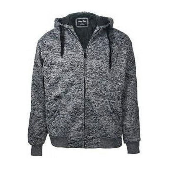 Men Sherpa Lined Zip Up Hoodie, Dark Grey - Assorted Size - Case of 12